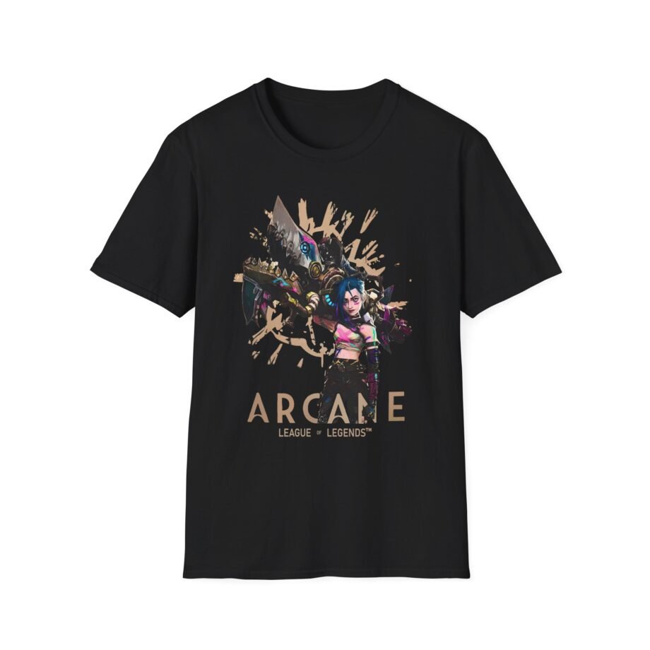 Arcane League of Legends Jinx & Fishbones Natura Unisex Soft-style T-shirt