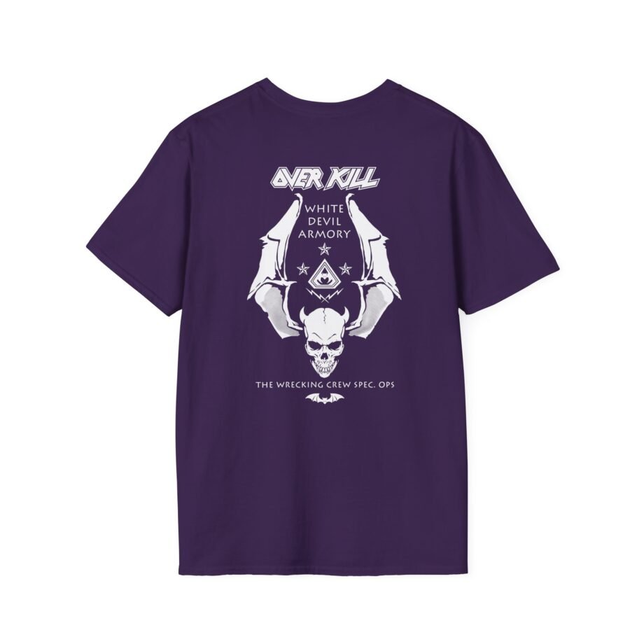 Overkill Logo Badge Skull Work Unisex Softstyle T-Shirt