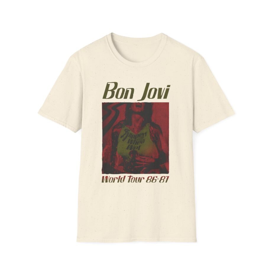 Bon Jovi Slippery When Wet Vintage World Tour Unisex Softstyle T-Shirt