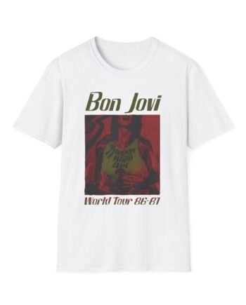 Bon Jovi Slippery When Wet Vintage World Tour Unisex Softstyle T-Shirt