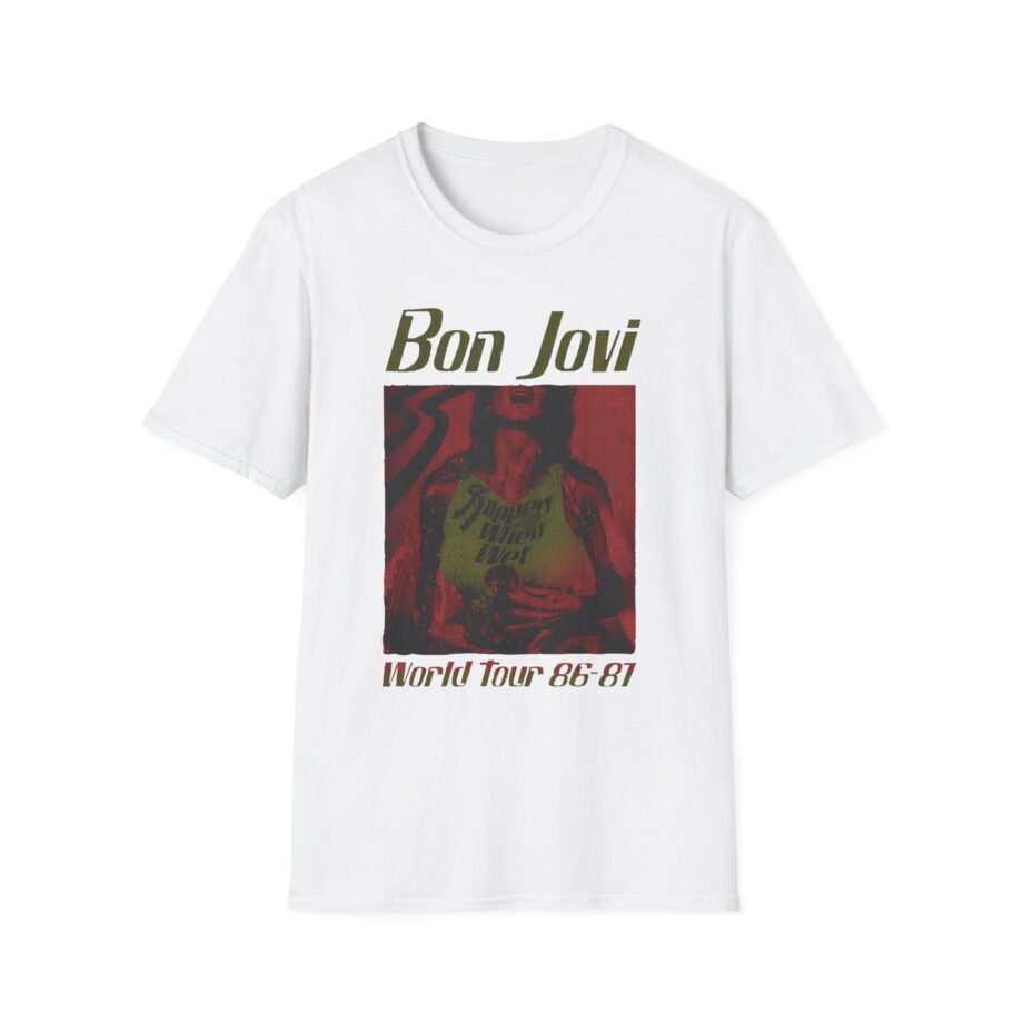 Bon Jovi Slippery When Wet Vintage World Tour Unisex Softstyle T-Shirt