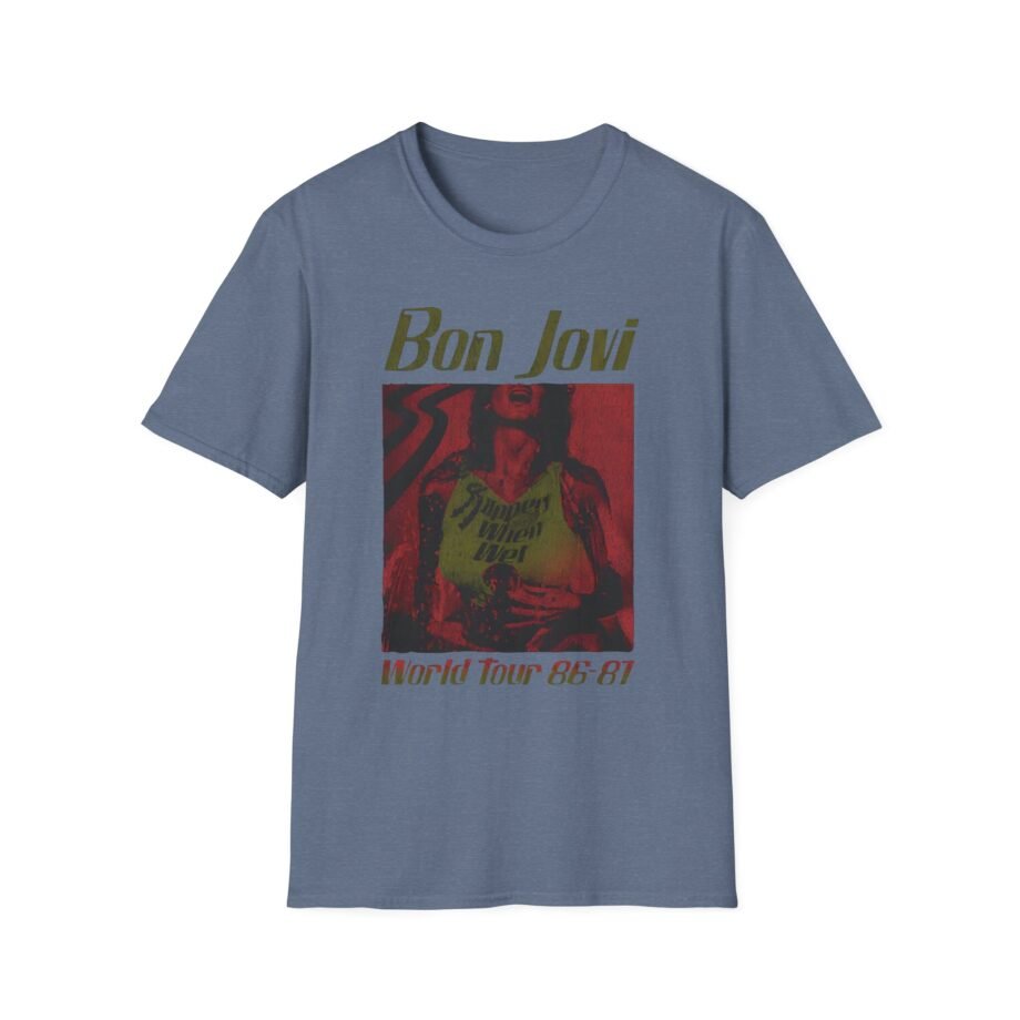 Bon Jovi Slippery When Wet Vintage World Tour Unisex Softstyle T-Shirt