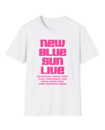 Bold Graphic T-Shirt with 'New Blue Sun Live' Print, Retro Music Tee, Unisex Apparel, Casual Wear, Gift for Music Lovers